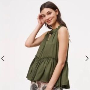 LOFT Dark Green Sleeveless Blouse